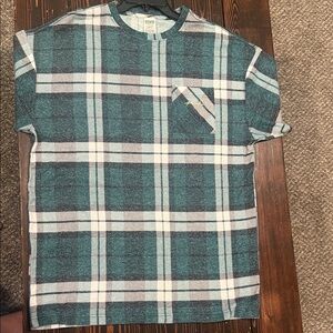 PINK Victoria's Secret Blue Plaid Pajama Top